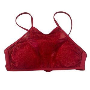 Xhilaration Burgundy Red Lace High Neck Bikini Halter Top Medium